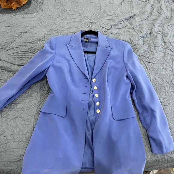 VTG Morgan Taylor Studio 100% Silk 2-Piece Skirt Suit Set - Cobalt Blue - Picture 3 of 4